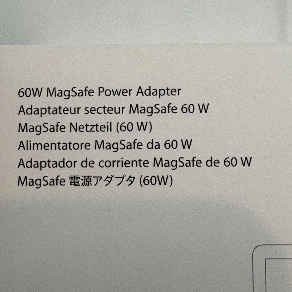 NEW Apple 60W MagSafe Power Adapter MacBook Charger MC461LLA L-Tip NEW IN BOX